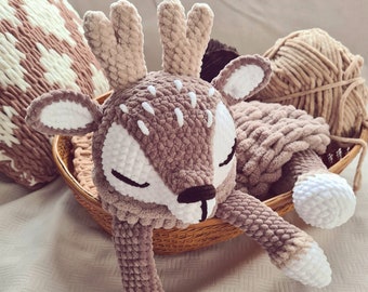 DEER SNUGGLER for baby, woodland animal nursery decor, baby cuddle security blanket, animal lovey