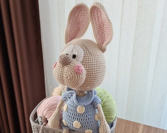 Amigurumi rabbit toy, cute crochet bunny baby toy, crochet forest animal toy rabbit
