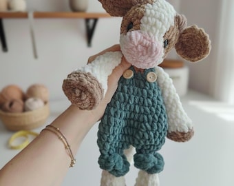 Cobertor de Vaquinha: Presente de Aniversário de 1 Ano, Bichinhos de Pelúcia, Decoração para Quarto de Bebê, Brinquedos para Bebê, Cobertor de Segurança, Vaquinha de Pelúcia, Presente para Chá de Bebê
