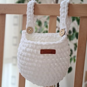 CRIB ORGANIZER, baby bed hanging basket, crib storage, hanging storage basket