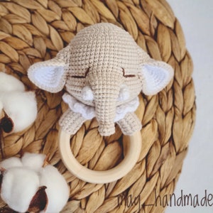 Elephant Rattle | Newborn Toy | Safari Baby Shower gift | Expecting Mom Gift