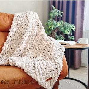Hand Knit Blanket, Cozy Throw Blanket, Chunky Knit Blanket, Housewarming Gift, Sofa Cover, Boho Throw Blanket