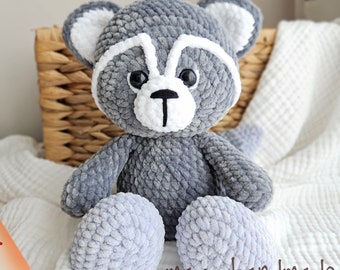 RACCOON plushie, Gift for toddler, Raccoon stuffed toy, Newborn gift, Stuffed raccoon, Baby gift, Woodland animal toy