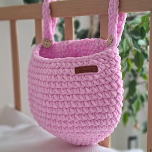 Crib hanging basket, nursery storage basket babyshower gift, baby crib organizer, hanging storage basket