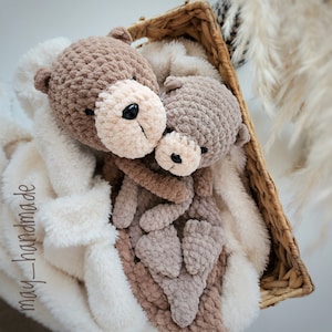 OTTER baby and mom lovey for babies, Otter gift, Otter snuggler, Sea themed nursery, Lovey blanket, Otter comfort toy image 1