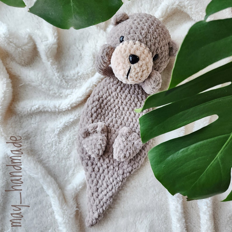 OTTER baby and mom lovey for babies, Otter gift, Otter snuggler, Sea themed nursery, Lovey blanket, Otter comfort toy image 6