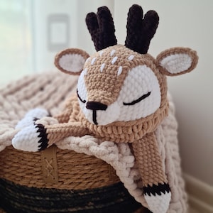 Herten knuffel, cadeau babyjongen, Buck Lovey, eerste verjaardagscadeau, decor bos kinderkamer, babyshower cadeau, veiligheidsdeken, cadeau nieuwe baby