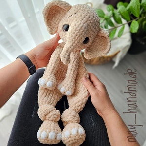 ELEPHANT lovey, Elephant snuggler, Safari baby shower gift, Baby comfort toy, Plush elephant, Safari nursery decor, Security blanket