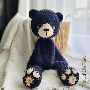 Przytulacz Czarnego Misia | Prezent na Baby Shower | Wystrój Leśnego Pokoju | Przytulacz Misia | Prezent na Pierwsze Urodziny | Kocyk Bezpieczeństwa