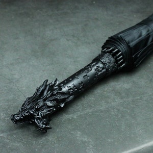 Dragon Black Long Umbrella - Roaring Dragon's Umbrella Handle - Umbrella Accessories Gift Artisan Works