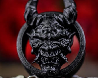 Dilatatori per orecchie in resina giapponesi Oni Hannya: tappi con maschera di demone oscuro