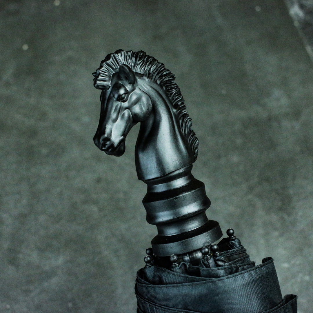 Chess horse Folding Umbrella Black Folding Umbrella Customized Unique