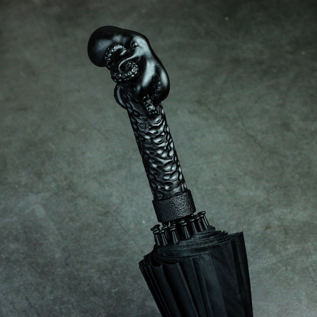 Octopus Cthulhu Umbrella Handle Black Umbrella, Resin Custom DIY