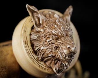 Wolf Head Ear Gauges: Tribal Resin Tunnels Plugs