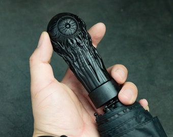 Eyeball handle, black folding umbrella, hell eye folding umbrella handle, customized unique eyeball handle