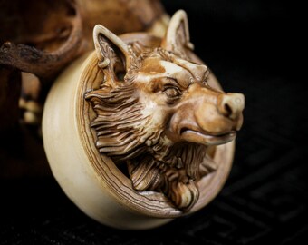 Handcrafted Wolf Head Ear Plugs: Gothic Tribal Gauge Jewelry