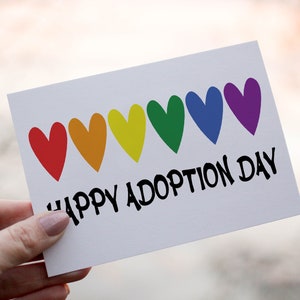 Carte de fête d'adoption heureuse, adoption de félicitations pour un nouvel enfant, carte de fête de naissance, carte d'adoption personnalisée, carte d'adoption LGBTQ personnalisée