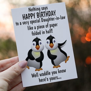 Pinguin Geburtstagskarte, Karte für Freund Geburtstag, Pinguin-Karte, personalisierte Karte, individuelle Karte, Pinguin-Karte, Schwiegertochter-Karte