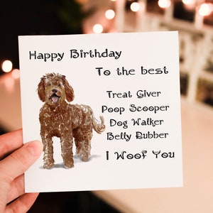 Labradoodle Dog Birthday Card, Dog Birthday Card, Personalized Dog Breed Card, Friend Greeting Card, Custom Birthday Card, Dog Card