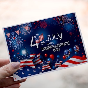 Carte du 4 juillet. Carte du jour de l'indépendance, carte personnalisée pour le 4 juillet, carte personnalisée, carte personnalisée pour le jour de l'indépendance, carte du 4 juillet