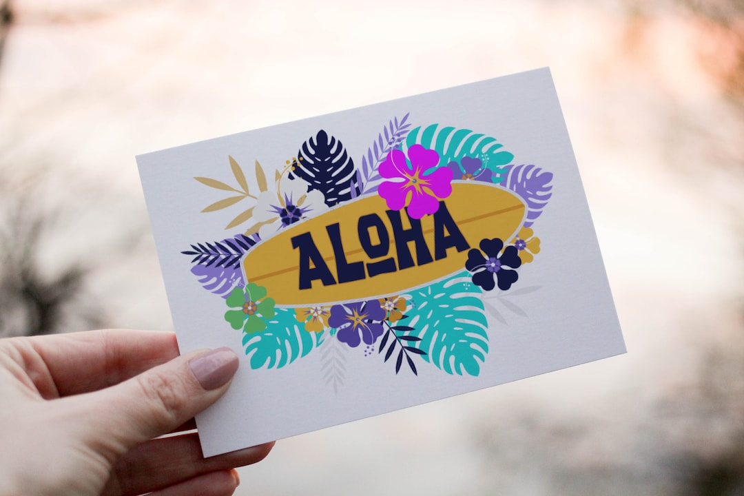 Hawaiian Aloha Birthday Card, Hawaii Text Birthday Card, Personalized