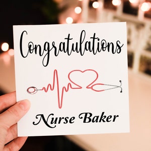 Cartão de formatura de enfermeira de parabéns, seu cartão de formatura, cartão personalizado para formatura, cartão de felicitações, cartão de formatura médica