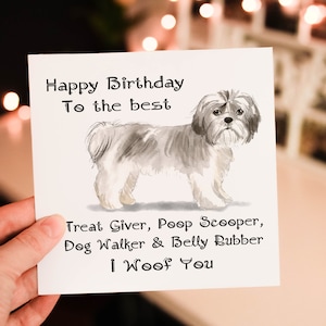 Tarjeta de cumpleaños de perro Shih Tzu, tarjeta de cumpleaños de perro, tarjeta de raza de perro personalizada, tarjeta de felicitación de amigo, tarjeta de cumpleaños personalizada, tarjeta de perro
