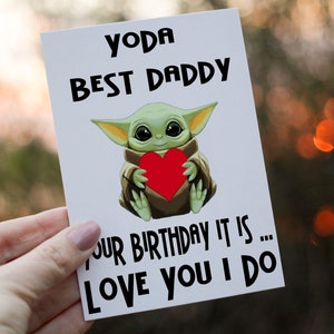 Yoda verjaardagskaart beste papa, Yoda-kaart voor papa, speciale verjaardagskaart papa, papa-kaart, gepersonaliseerde kaart, baby Yoda, Yoda-kaart