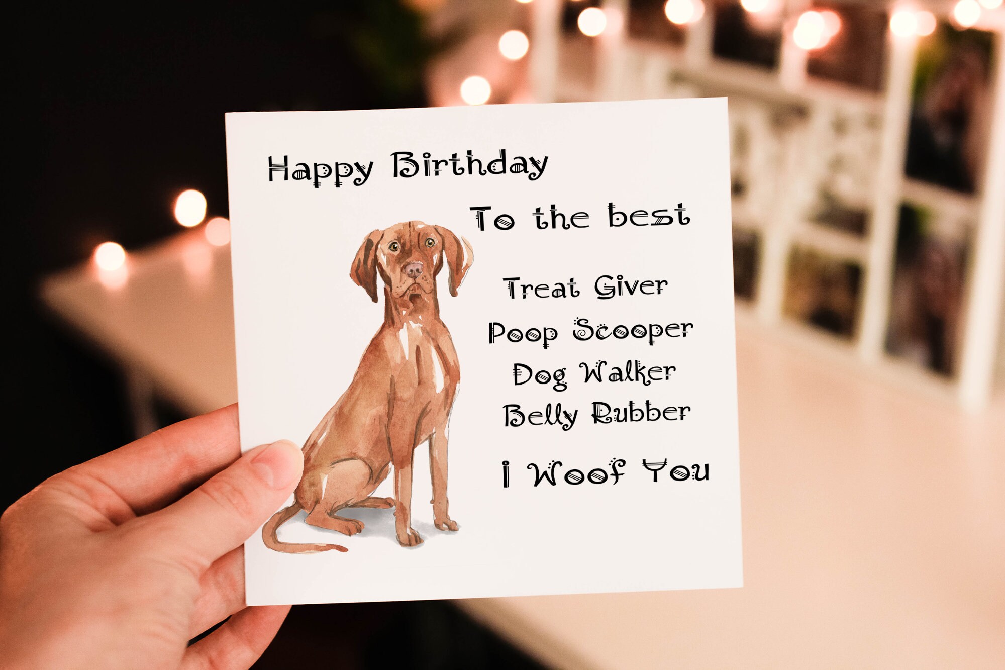 Hungarian Vizsla Dog Birthday Card, Dog Birthday Card, Personalized Dog Breed Card, Friend Greeting Card, Custom Birthday Card, Dog Card