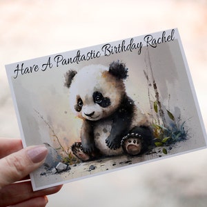 Pandabär Geburtstagskarte, Karte zum Geburtstag, Geburtstagskarte, Freund Geburtstagskarte, personalisierte Karte, individuelle Karte, individuelle Pandabär-Karte