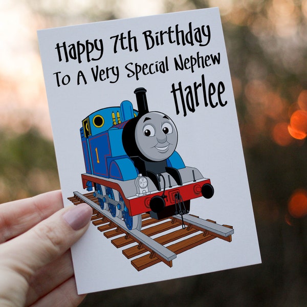 Thomas The Tank Engine Nephew Birthday Card, Card for Nephew, Train Birthday Card, Nephew Train Birthday Card, Personalised Card, Nephew