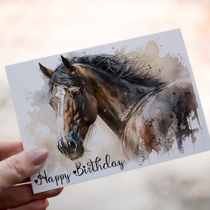 Pferd Geburtstagskarte, braunes Pferd Geburtstagskarte, Karte zum Geburtstag, Freund Geburtstagskarte, personalisierte Karte, individuelle Karte, Pferdekarte, Pferd