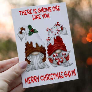 Gnome Christmas Card, Personalized Holiday Card