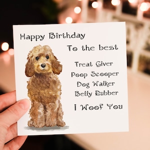 Cockapoo Honighund Geburtstagskarte, Hund Geburtstagskarte, personalisierte Hunderasse Karte, Freund Grußkarte, kundenspezifische Geburtstagskarte, Hundekarte