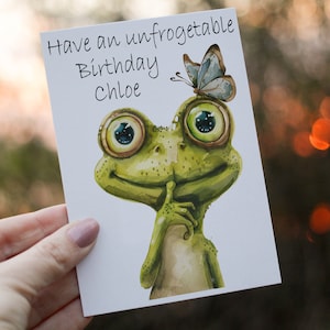 Frog Birthday Card, Frog Funny Birthday Card, Personalized Card, Toad Greeting Card, Custom Birthday Card, Frog Card, Frog, Frog Card