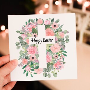 Carte de Pâques croix florale, carte de Pâques croix personnalisée, carte personnalisée pour Pâques, carte de fête, carte personnalisée, carte de Pâques, joyeuses Pâques