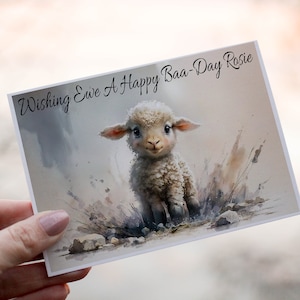 Carte d'anniversaire mouton, carte d'anniversaire agneau, carte mouton personnalisée, carte ami, carte d'anniversaire personnalisée, carte mouton, carte bébé agneau, carte animal