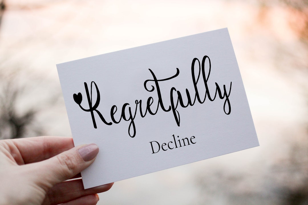 Wedding Decline Card, Personalised Card, Regretfully Decline Card, Wedding Invite Decline, Party ...