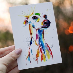 Carte d'anniversaire lévrier, carte d'anniversaire chien, carte lévrier personnalisée, photo lévrier, impression lévrier A4, lévrier, lévrier notelet