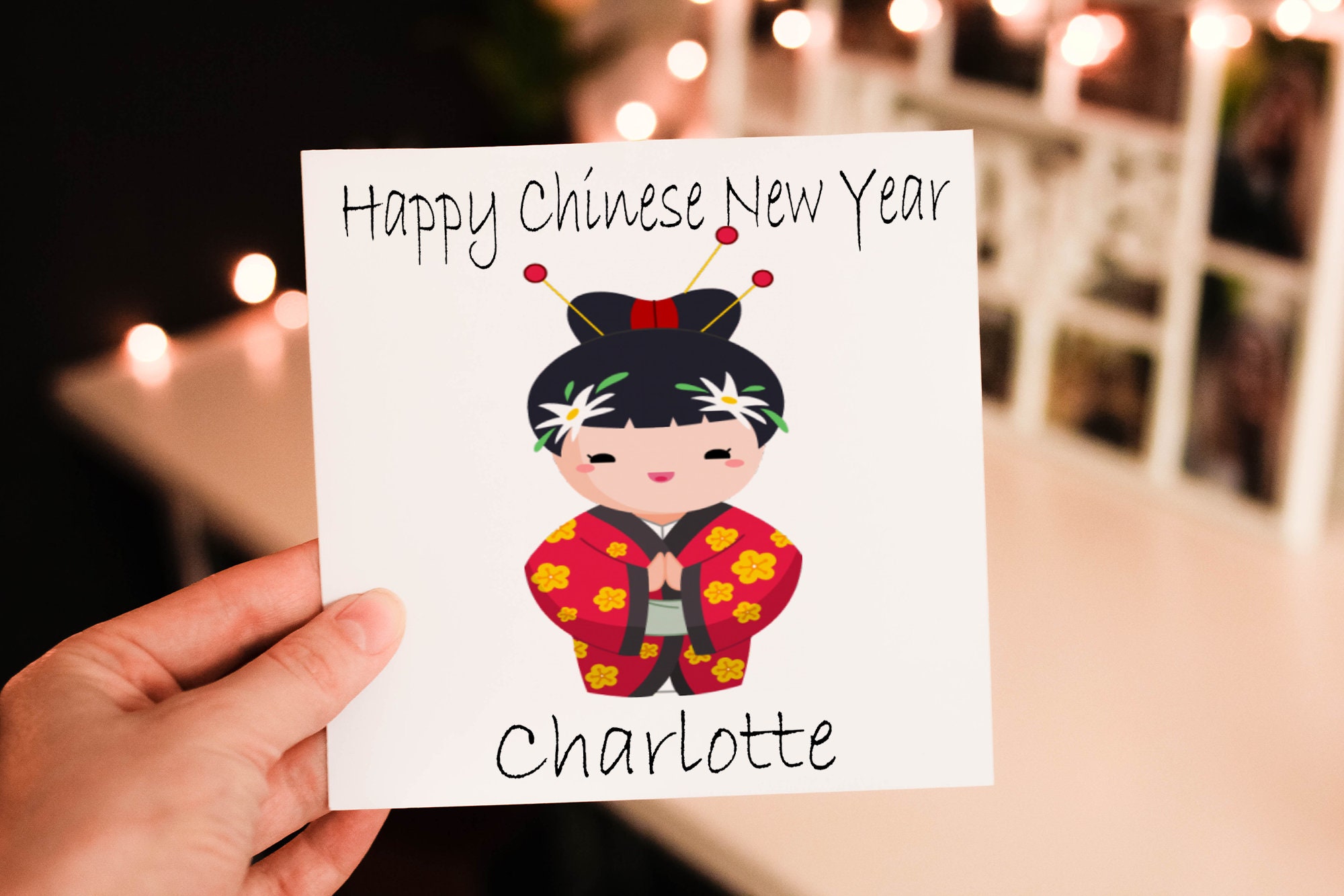 Chinesische Neujahrskarte 'Year Of The Rabbit' – Lunar New Year Grußkarte Für Familie & Freunde, Blanko Innen, 145 Mm