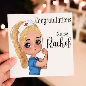 Cartão de formatura de enfermeira de parabéns, seu cartão de formatura, cartão personalizado para formatura, cartão de felicitações, cartão de formatura médica