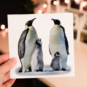 Carte d'anniversaire pingouin, carte d'anniversaire personnalisée pingouin, carte pingouin personnalisée, carte de voeux pour ami, carte personnalisée, notelet animal vierge