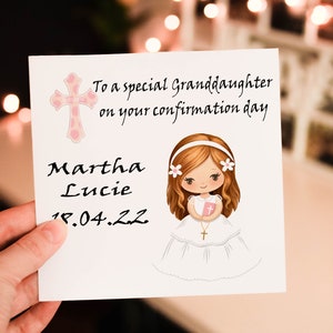 Tarjeta del día de la confirmación, tarjeta de confirmación de sobrina, nieta, felicitaciones por la confirmación, confirmación femenina personalizada, ahijada