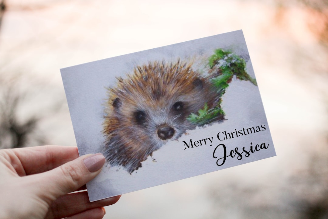 Hedgehog in Snow Christmas Card Hedgehog Christmas Card Etsy