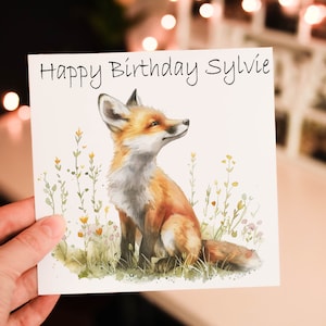 Carte d'anniversaire renard, carte d'anniversaire renard, carte personnalisée, carte de voeux renard, carte d'anniversaire personnalisée, carte renard, carte renard mignon