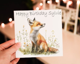 Fantastico biglietto di compleanno con volpe - Carino - Palloncino - Carta riciclata - Italia
