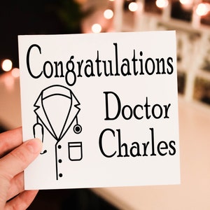 Carte de remise de diplôme de docteur de félicitations, carte de remise de diplôme, carte personnalisée pour l'obtention du diplôme, carte de félicitations, carte de remise de diplôme de doctorat