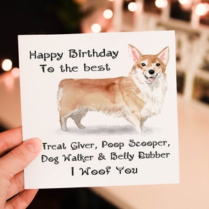 Corgi Dog Birthday Card, Dog Birthday Card, Personalized Dog Breed Card, Friend Greeting Card, Custom Birthday Card, Dog Card