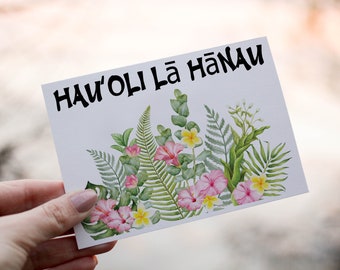 Personalized Hawaiian Floral Birthday Card: Tropical Greeting