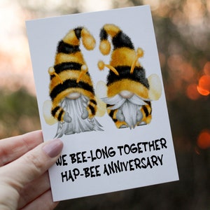 We Bee-Long Together Hap-Bee verjaardag kabouterkaart, gepersonaliseerde kaart voor jubileum, custom onze trouwdag, kabouterkaart, bijenkaart